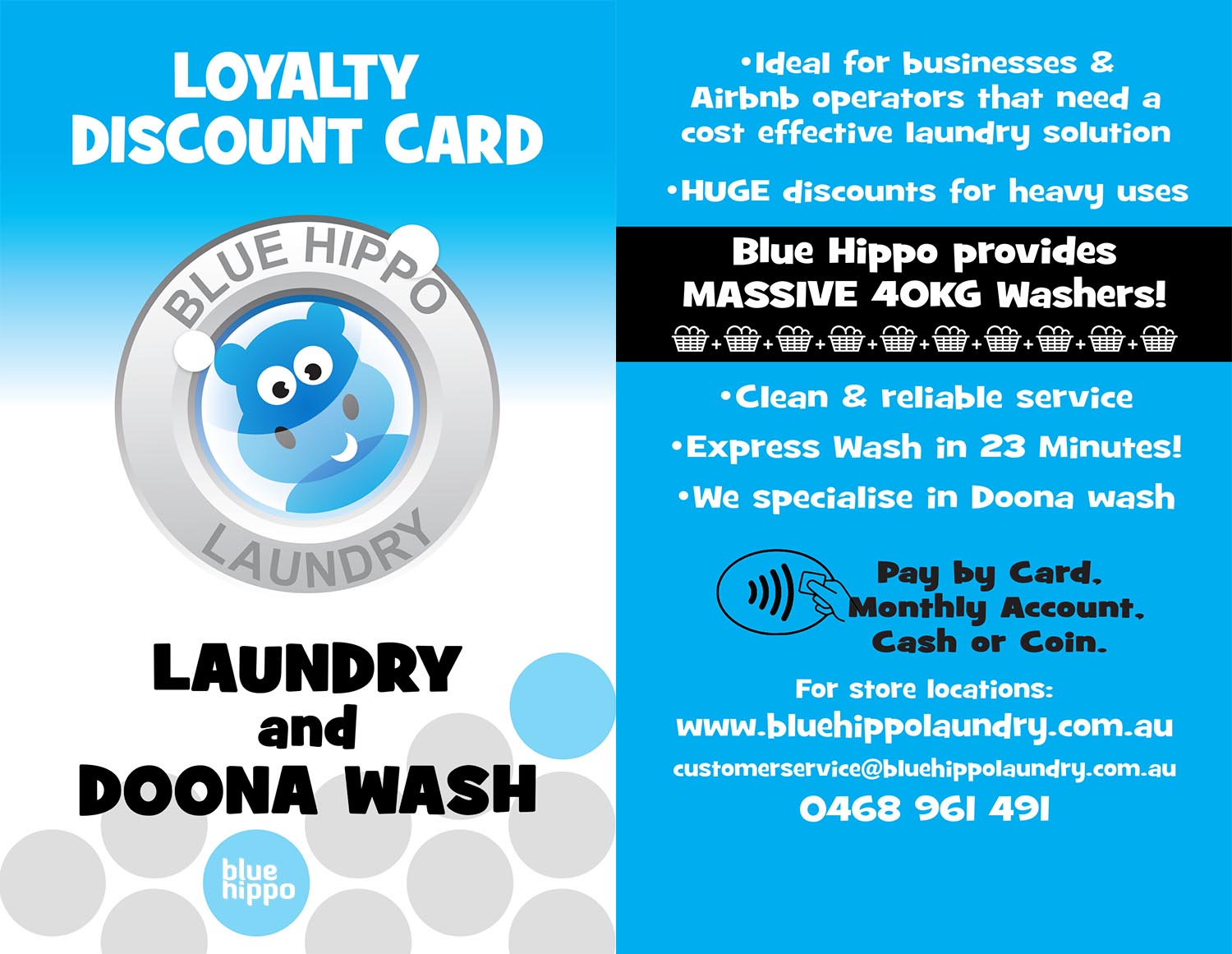 Blue Hippo Laundry Loyalty Card